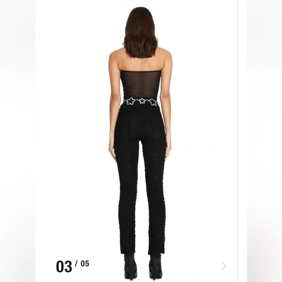 I.AM.GIA Ophelia black strapless mesh ruched jumpsuit club party festival medium